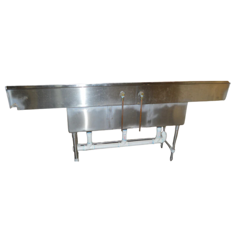 Used Commercial 3 Compartment Kitchen / Concession Sink w/ Pre-Rinse 93"