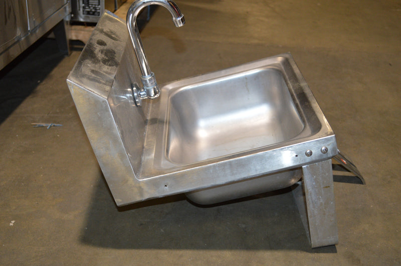 Used Commercial Stainless Steel Hand Sink w/ Knee Valves