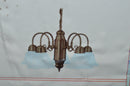 AGED BRONZE 5 LIGHT GLASS SHADE CHANDELIER (eb)
