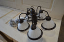 AGED BRONZE 5 LIGHT GLASS SHADE CHANDELIER (eb)