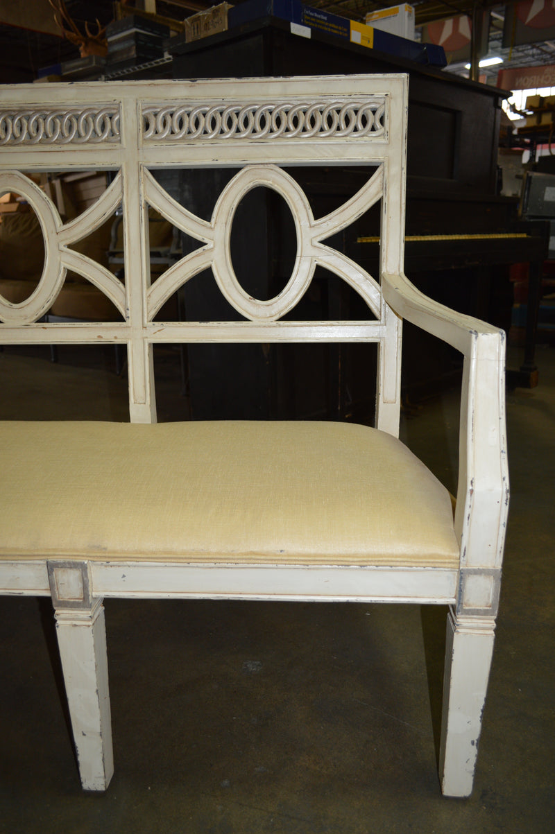 VINTAGE WOODEN BENCH, French Provincial Style - 62 inches wide
