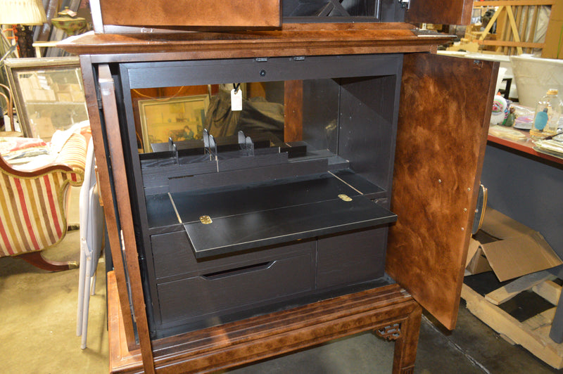 HENREDON CABINET WITH BUILT IN DESK AND WINE RACK