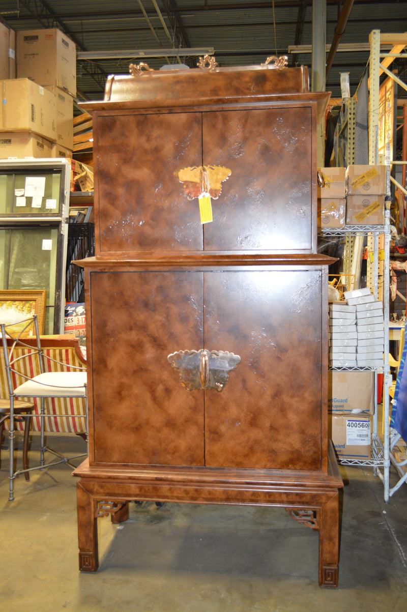 HENREDON CABINET WITH BUILT IN DESK AND WINE RACK