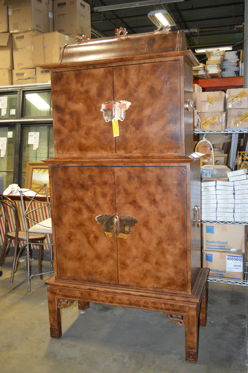 HENREDON CABINET WITH BUILT IN DESK AND WINE RACK