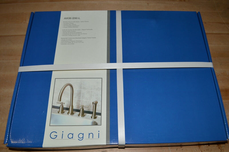 Giagni 4-Hole Kitchen Faucet w/ Spray Satin Nickel, AKW-SNI-L