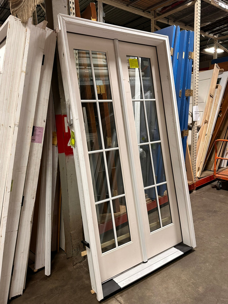 DOUBLE PATIO DOOR 4/0 x 8/0 8 Lite Prehung Unit w/ Brick Moulding