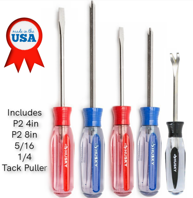 New Husky Screwdriver Set - Includes FREE Tack Puller