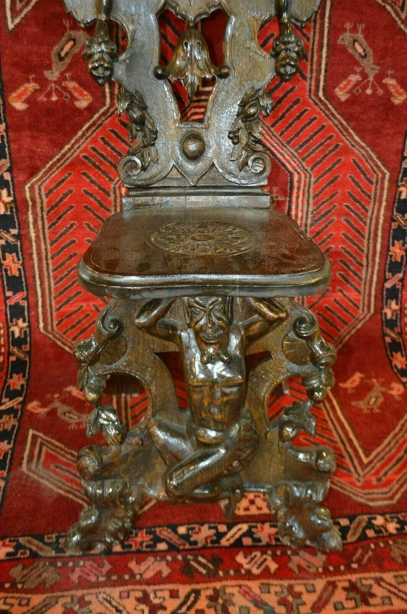 Mid 19th Century Hand Carved Walnut Chairs with cherubs, Pair