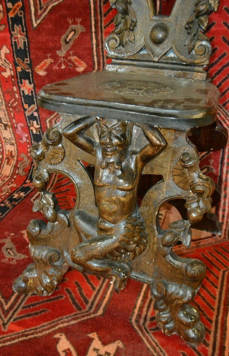 Mid 19th Century Hand Carved Walnut Chairs with cherubs, Pair