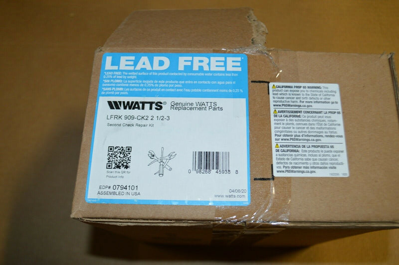 Watts Second Check valve repair kit, model LFRK 909-CK2 2 1/2-3