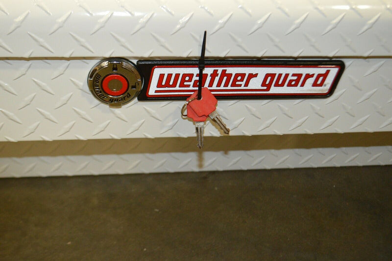 Weather Guard low side truck bed box, aluminum, white,hindged 3.4 cu ft