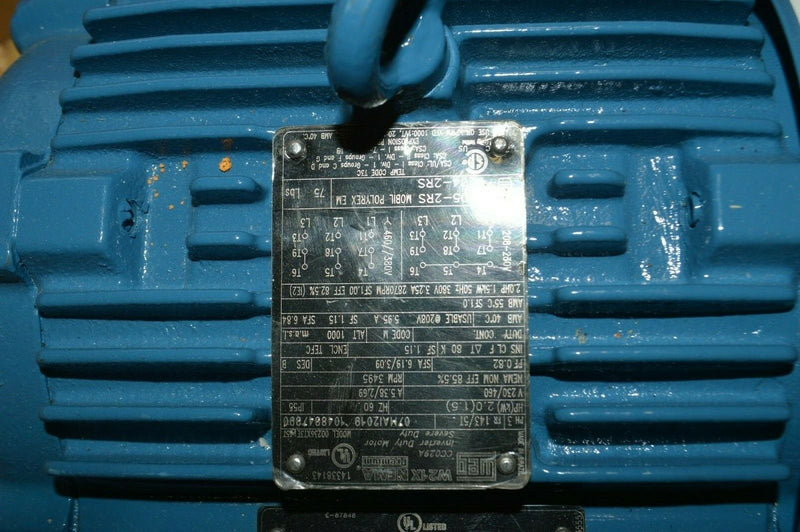 Weg 3 Phase,  2hp Motor, Model: 002366XT3E145T,