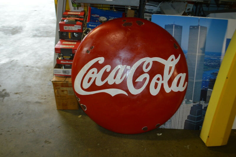 vintage Hand Painted coca cola button hanging sign