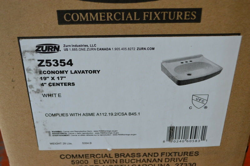 ZURN Z5354.664.1.07.00.0 Lavatory Sink,White,Brass,7 in.Overall H