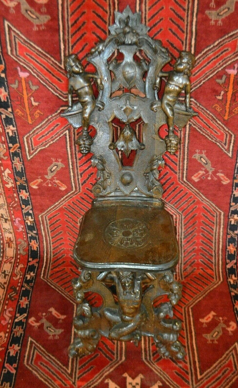 Mid 19th Century Hand Carved Walnut Chairs with cherubs, Pair
