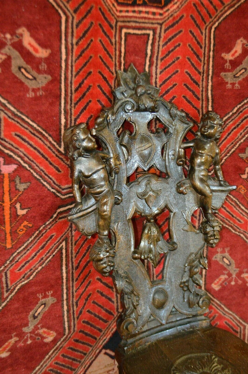 Mid 19th Century Hand Carved Walnut Chairs with cherubs, Pair