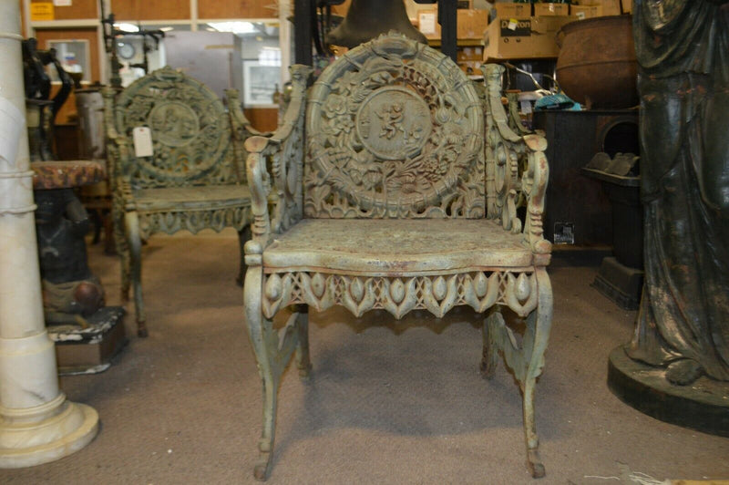 Set of 4 - FOUR SEASONS IRON CHAIR BY NORTHAMPTON, W. ROBERTS, THE LION FOUNDRY