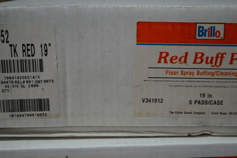 Brillo 19" Red Floor Spray Buffing / Cleaning Pads 5 / Case Red Buff Pad