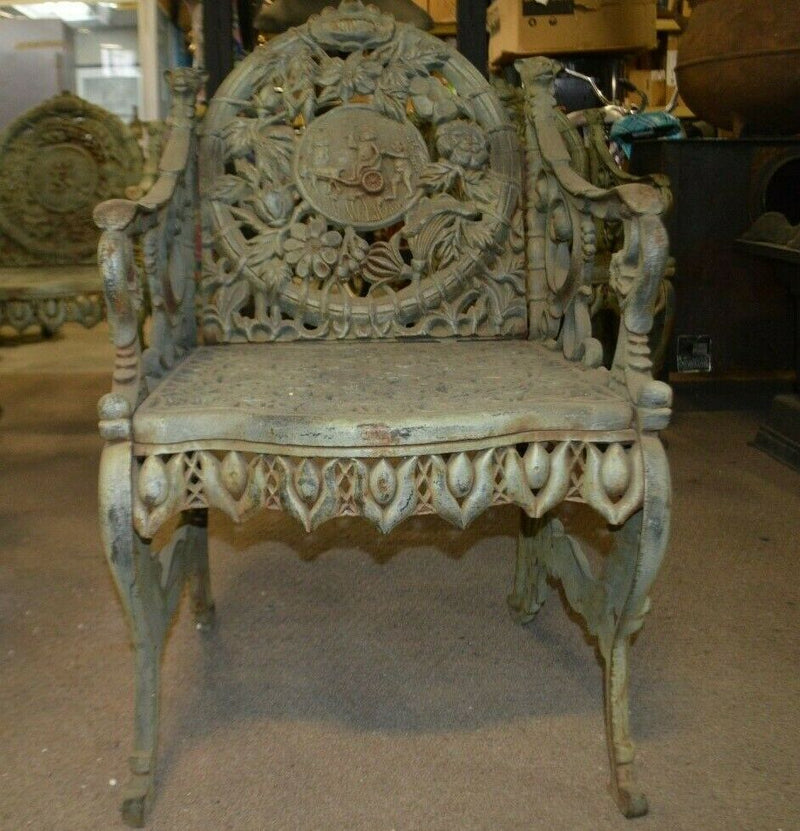 Set of 4 - FOUR SEASONS IRON CHAIR BY NORTHAMPTON, W. ROBERTS, THE LION FOUNDRY