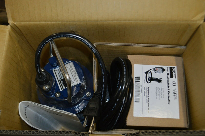 Dayton Submersible Sump Pump 1/3, Dual Micro Reed, 50 gpm Flow Rate Model 1APP1