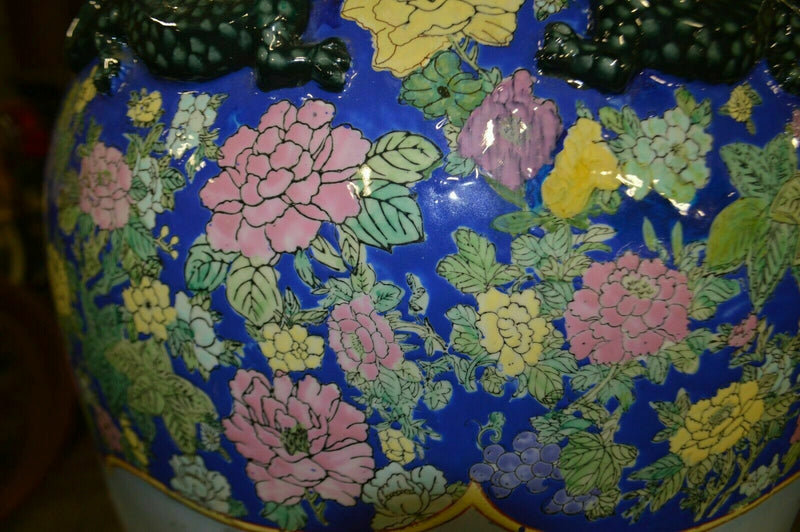 4 & 1/2 foot tall Oriental Decorative vase, pheasant and flowers
