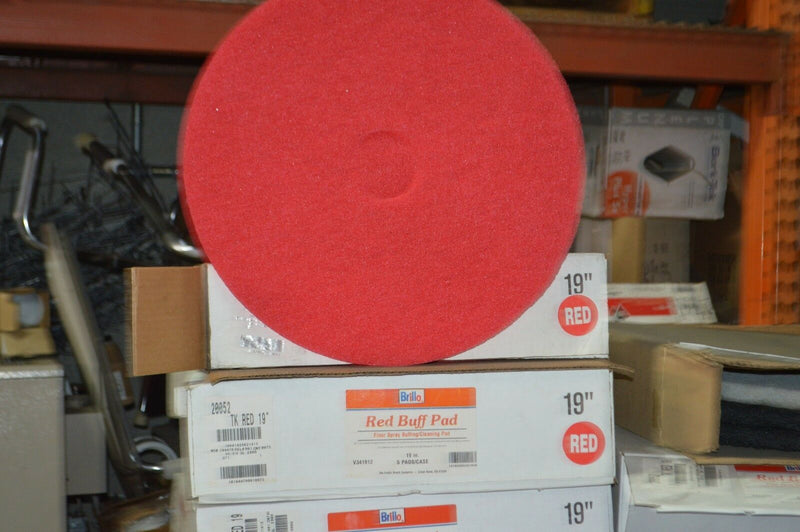 Brillo 19" Red Floor Spray Buffing / Cleaning Pads 5 / Case Red Buff Pad