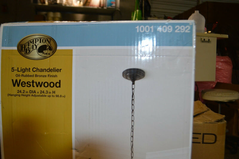 WEtwood 5 light oil Rubbed Chandelier with frosted white glass Model