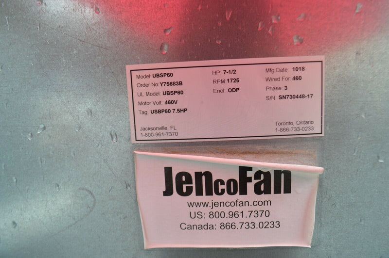 Used Jenco Belt Drive Upblast Propeller Roof Exhaust Fan 51,000 CFM's UBSP60