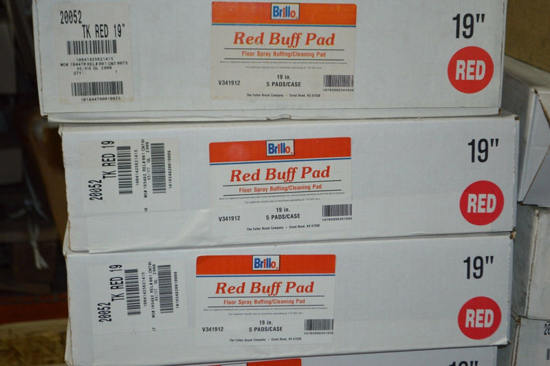 Brillo 19" Red Floor Spray Buffing / Cleaning Pads 5 / Case Red Buff Pad