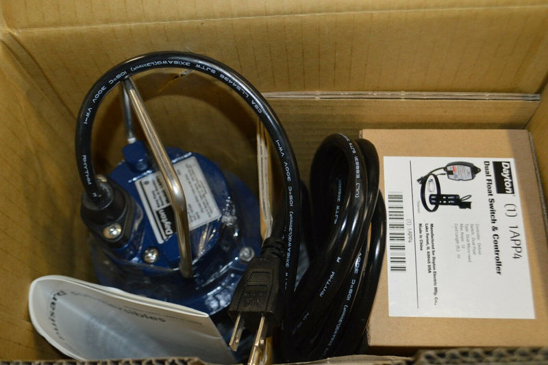 Dayton Submersible Sump Pump 1/3, Dual Micro Reed, 50 gpm Flow Rate Model 1APP1