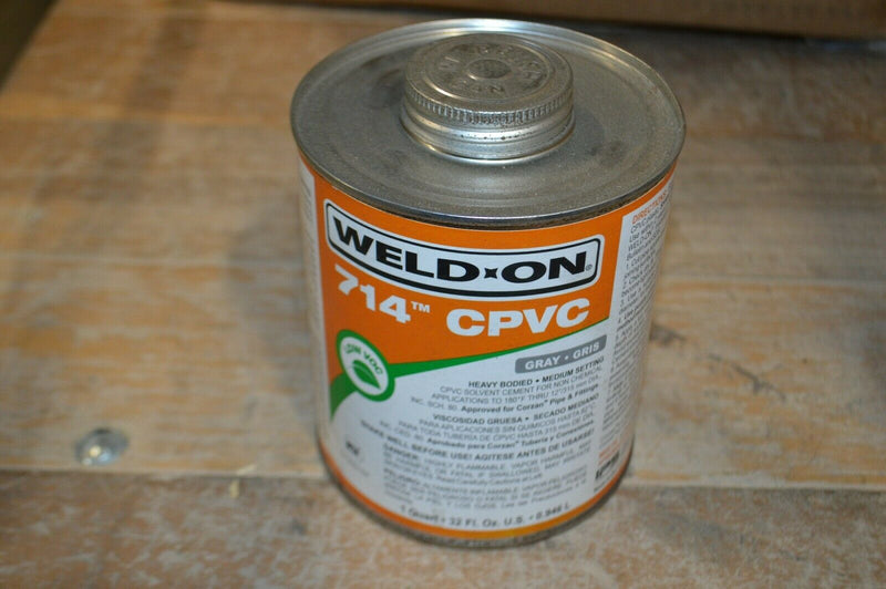 Weld on 714 CPVC, gray pipe cement