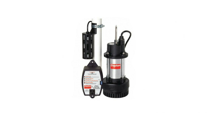 Dayton Submersible Sump Pump 1/3, Dual Micro Reed, 50 gpm Flow Rate Model 1APP1