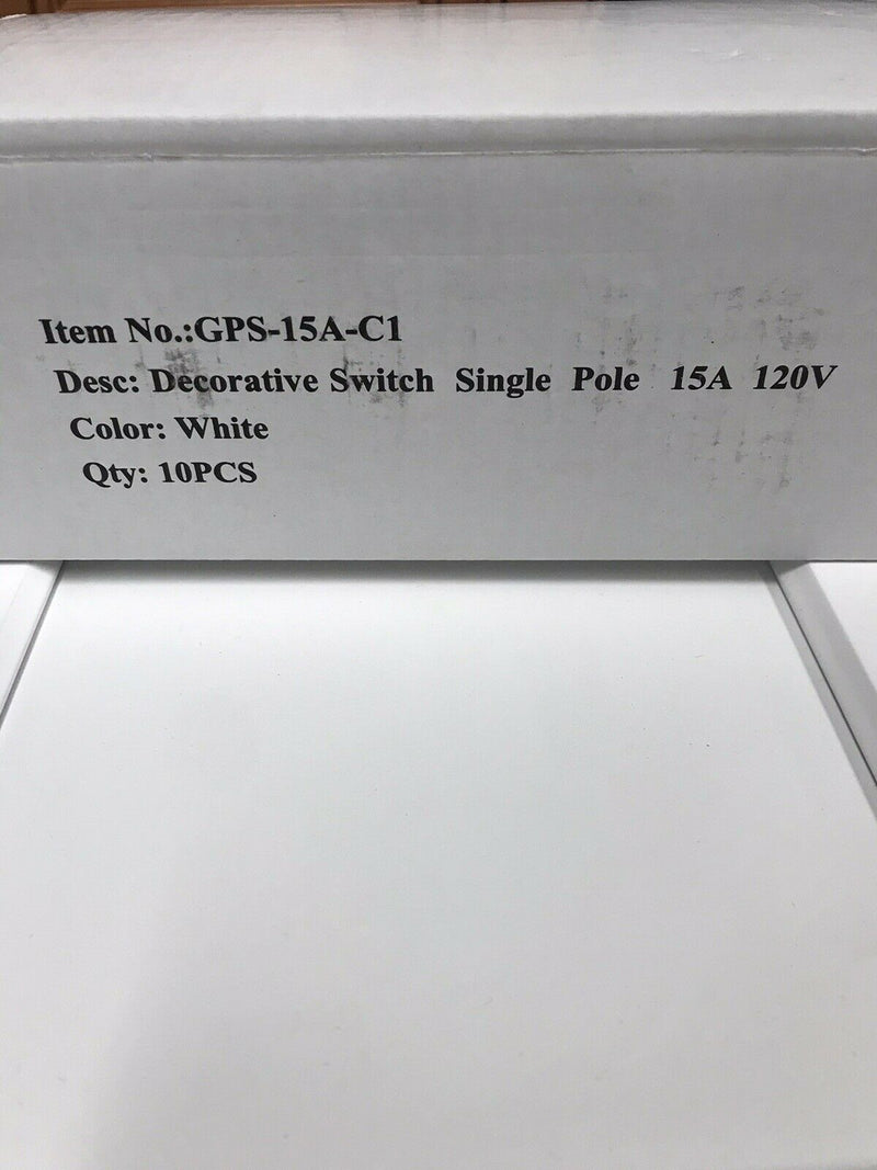 White Decora Switch Single Pole 15A 120V (10 pack)