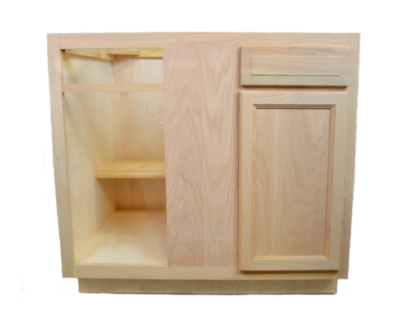 Blind Corner Base Cabinet in Unfinished Oak