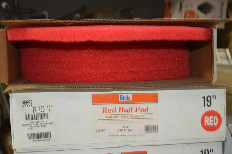 Brillo 19" Red Floor Spray Buffing / Cleaning Pads 5 / Case Red Buff Pad