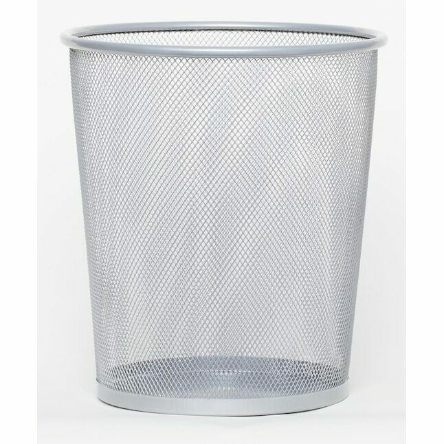 BOX OF 6 - Giagni Silver-Tone Metal Waste basket, Home, Office, Bathroom 903331