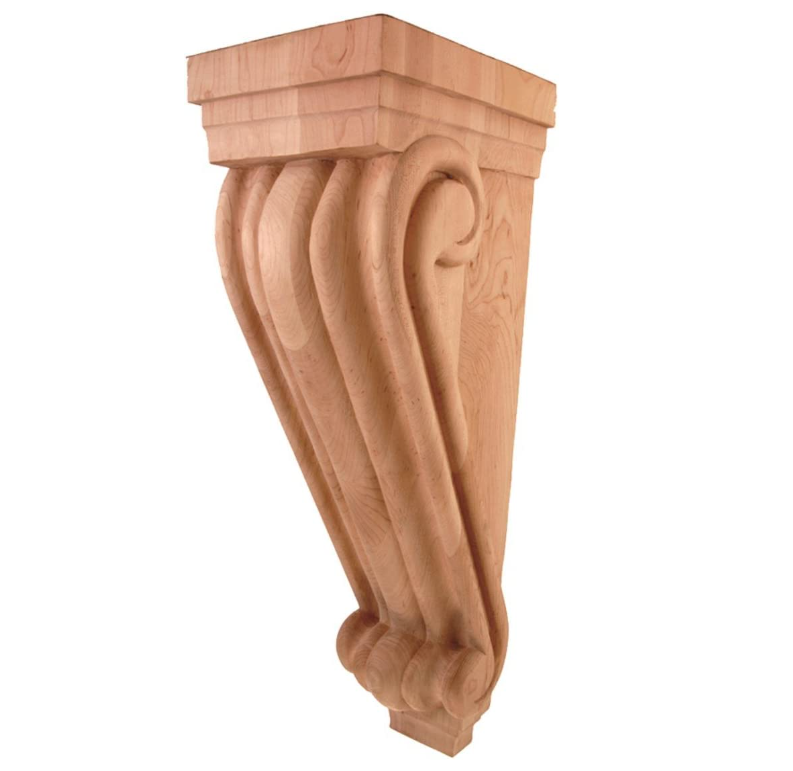 Hardware Resource Large Traditional Wood Corbel. 6-3/4" x 7-5/8" x 22" Species: Maple