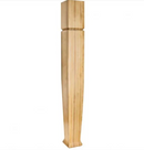 5" W x 5" D x 42" H Rubberwood Flared Arts & Crafts Post,  P61-5-42-RW