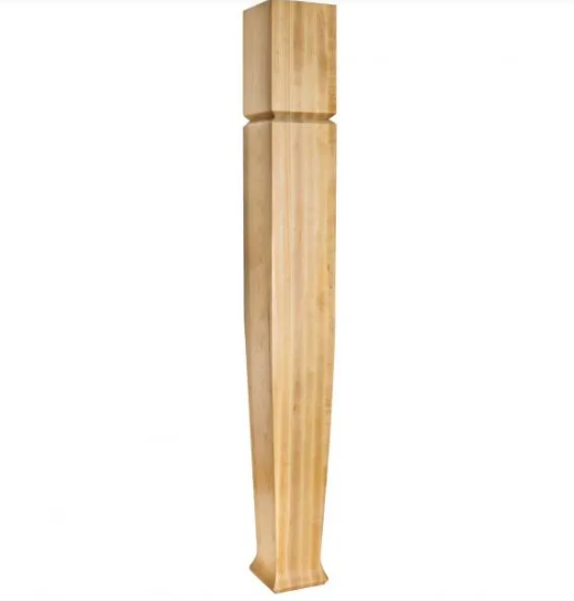 5" W x 5" D x 42" H Rubberwood Flared Arts & Crafts Post,  P61-5-42-RW