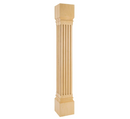 6" Wx6"Dx42"H Rubberwood Fluted Post,  P27-6-42-RW Fluted Post