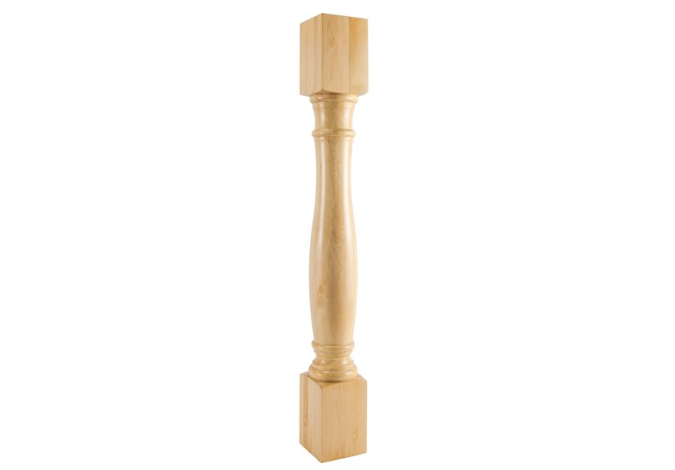 5" Wx5"Dx42"H Hard Maple Turned Post,  P1-5-42-HMP