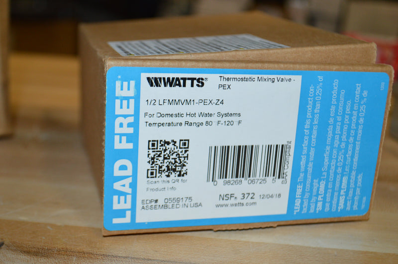 Watts LFMMVM1-US 1/2" pex-z4  Lead Free Thermostatic Mixing Valve