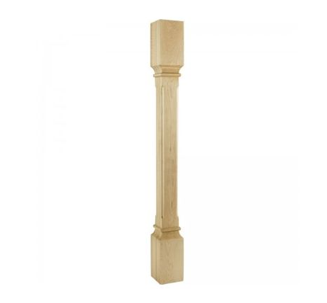 3-1/2\" SQUARE X 35-1/2\" FLUTED CORNER MODERN WOOD POST, CHERRY